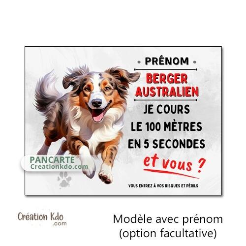 berger australien plaque humour attention au chien panneau portail je monte la garde