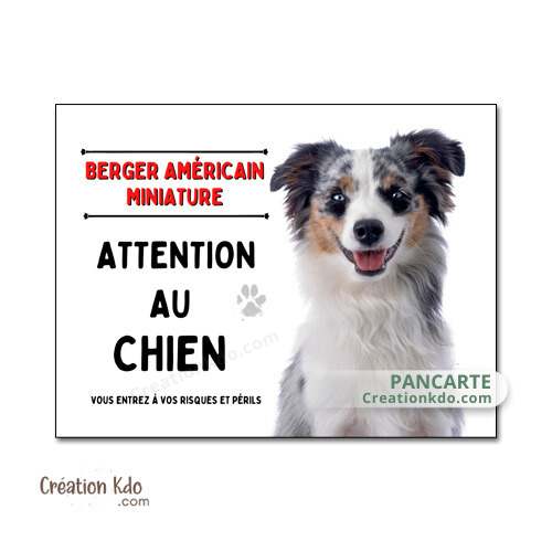 berger américain miniature panneau attention au chien je monte la garde plaque