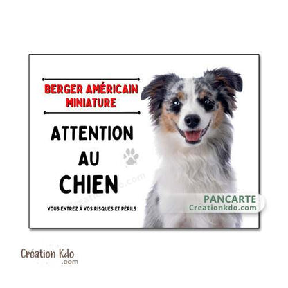 berger américain miniature panneau attention au chien je monte la garde plaque