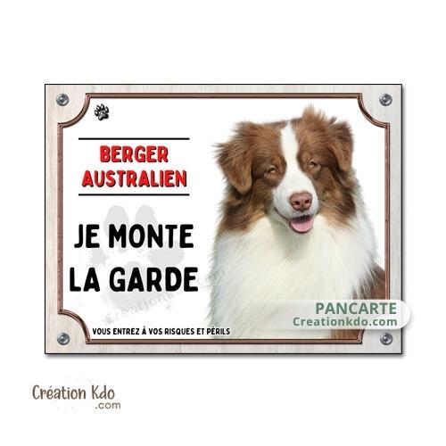 berger australien rouge plaque attention au chien panneau portail je monte la garde
