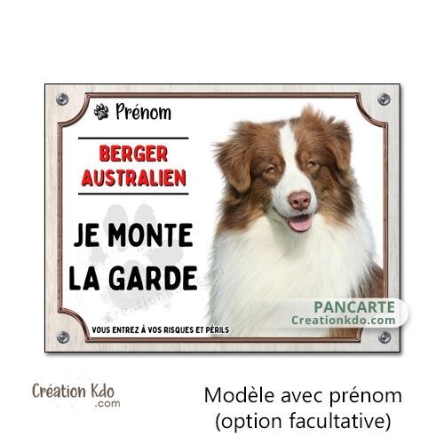 berger australien rouge plaque attention au chien panneau portail je monte la garde personnalisé
