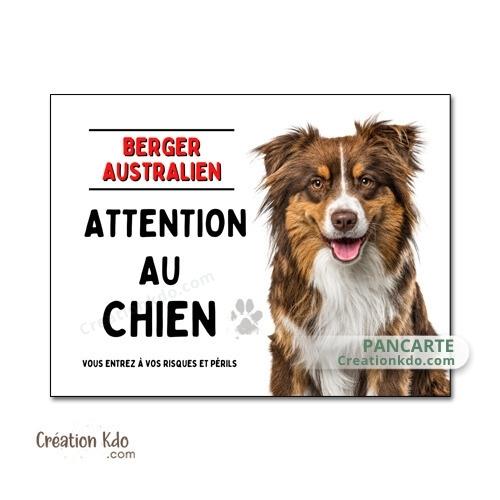 plaque berger australien rouge attention au chien panneau portail monte la garde