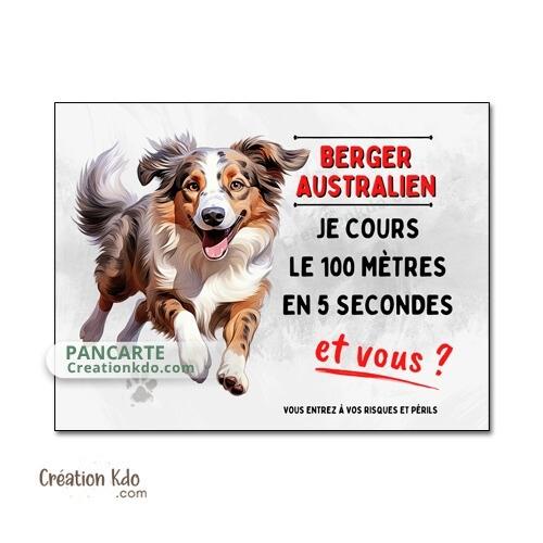 berger australien plaque humour attention au chien panneau portail je monte la garde