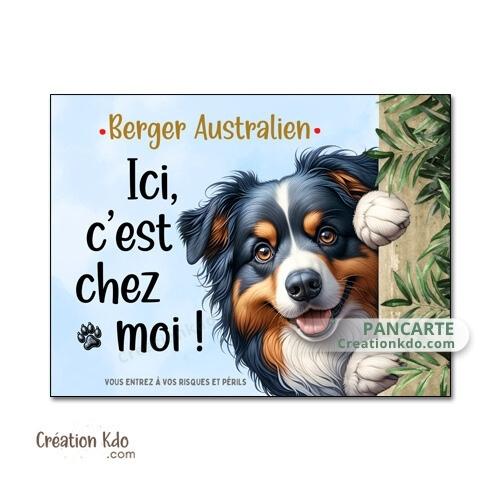 berger australien plaque attention au chien panneau portail je monte la garde
