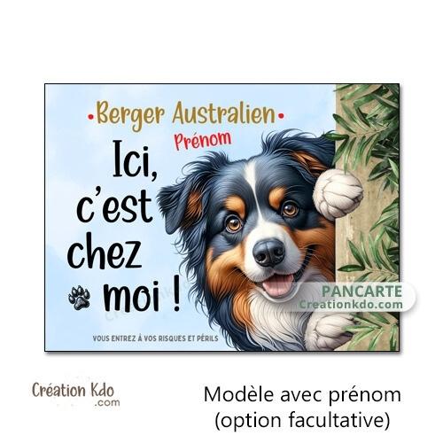 berger australien plaque attention au chien panneau portail je monte la garde