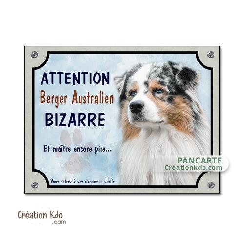 berger australien plaque attention au chien panneau portail je monte la garde