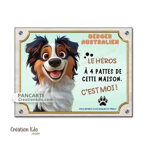 berger australien humour plaque cartoon attention au chien panneau portail je monte la garde