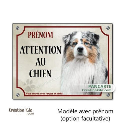 panneau attention au chien berger australien plaque portail je monte la garde