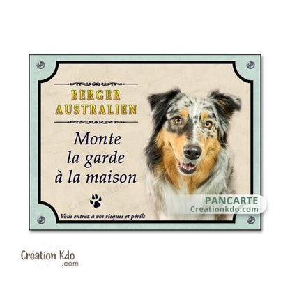 berger australien panneau attention au chien plaque portail je monte la garde