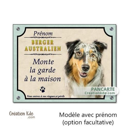 berger australien panneau attention au chien plaque portail je monte la garde