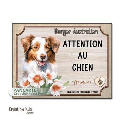 berger australien plaque attention au chien panneau portail je monte la garde