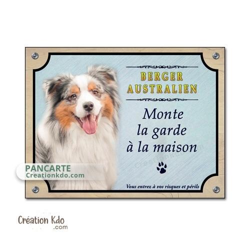 berger australien panneau attention au chien plaque portail je monte la garde