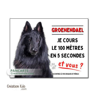 plaque chien humour 100 mètres panneau groenendael panneau