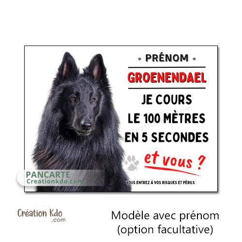 plaque chien humour 100 mètres panneau groenendael panneau