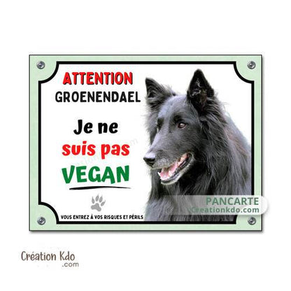 panneau groenendael attention au chien plaque je monte la garde portail humour vegan