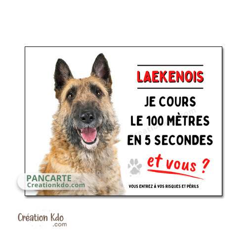 laekenois berger belge je monte la garde panneau plaque attention au chien pancarte portail cours le 100 mètres