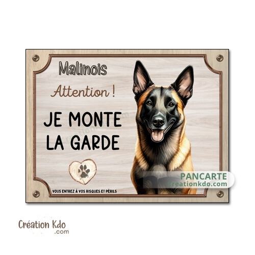 panneau malinois attention au chien berger belge plaque portail je monte la garde pancarte personnalisée