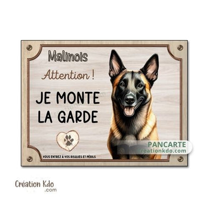 panneau malinois attention au chien berger belge plaque portail je monte la garde pancarte personnalisée