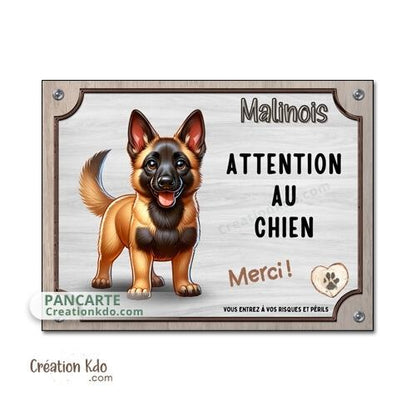 plaque malinois attention au chien panneau portail je monte la garde cartoon