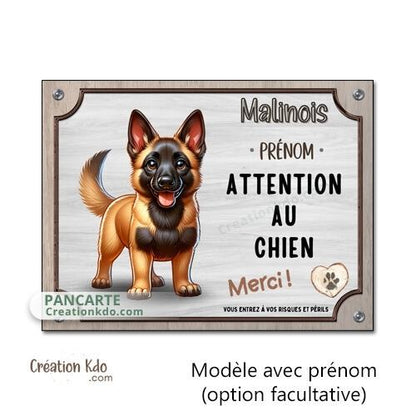 plaque malinois attention au chien panneau portail je monte la garde cartoon