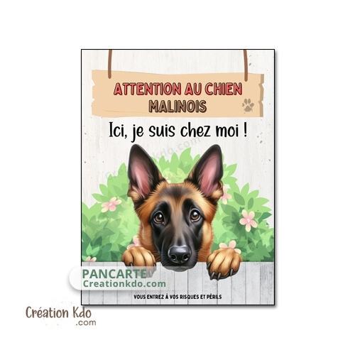 plaque attention malinois monte la garde panneau chien portail berger belge pancarte