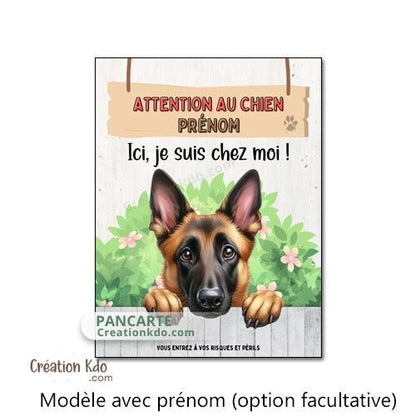 plaque attention malinois monte la garde panneau chien portail berger belge pancarte