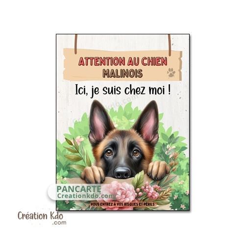 panneau malinois attention au chien berger belge plaque portail je monte la garde pancarte personnalisée