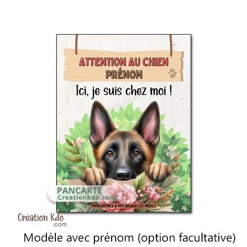 panneau malinois attention au chien berger belge plaque portail je monte la garde pancarte personnalisée