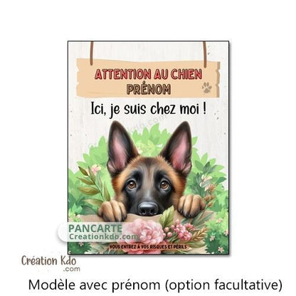 panneau malinois attention au chien berger belge plaque portail je monte la garde pancarte personnalisée