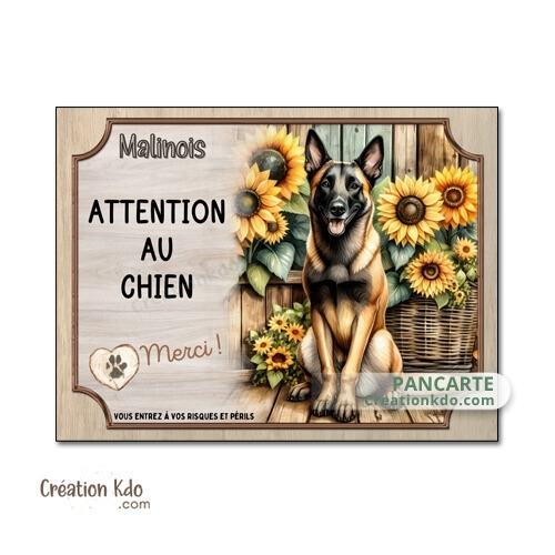 panneau malinois attention au chien berger belge plaque portail je monte la garde pancarte personnalisée
