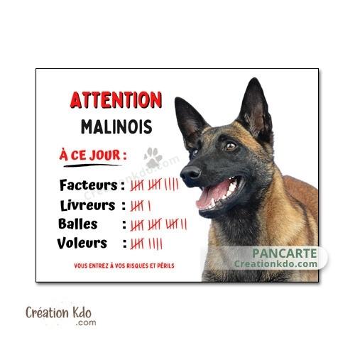 plaque malinois attention au chien panneau portail je monte la garde humour à ce jour
