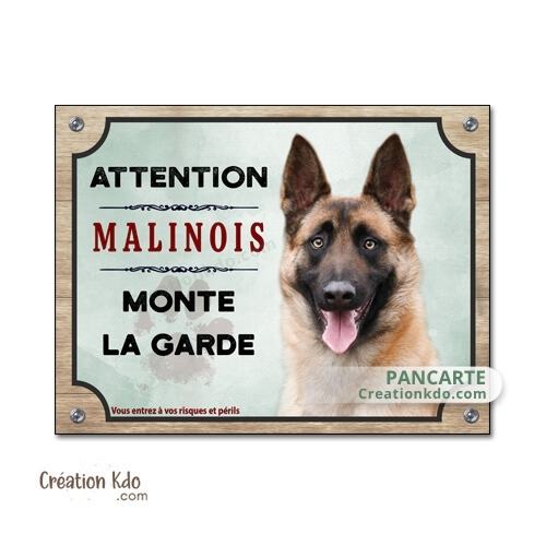 plaque attention malinois monte la garde panneau chien portail berger belge pancarte