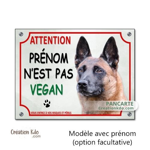 plaque malinois panneau portail chien je monte la garde vegan