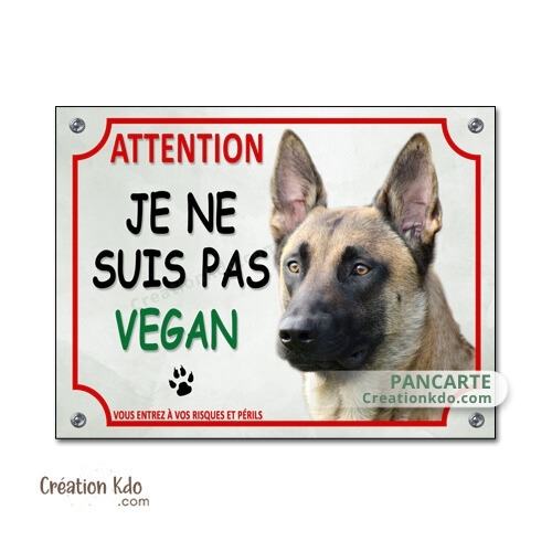 plaque malinois panneau portail chien je monte la garde humour vegan