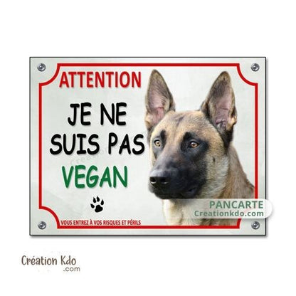 plaque malinois panneau portail chien je monte la garde humour vegan