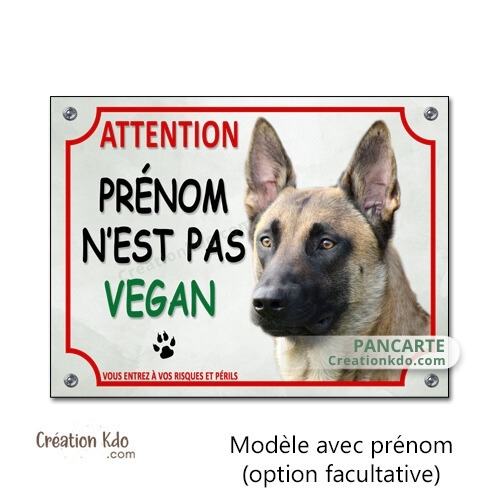 plaque malinois panneau portail chien je monte la garde humour vegan
