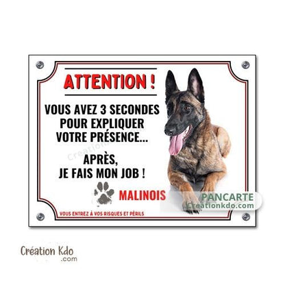 je monte la garde panneau malinois plaque chien