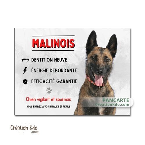 panneau malinois vigilant attention au chien berger belge plaque portail je monte la garde