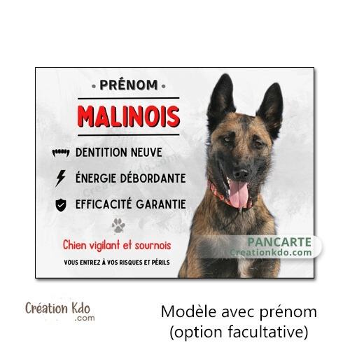 panneau malinois vigilant attention au chien berger belge plaque portail je monte la garde
