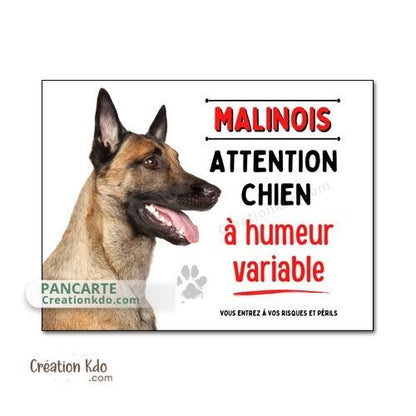 plaque malinois chien à humeur variable panneau portail