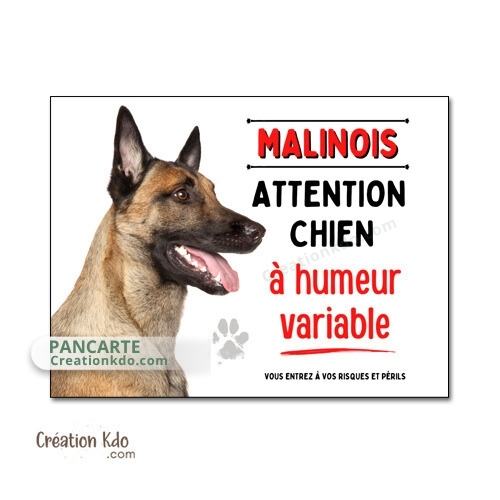 plaque malinois chien à humeur variable panneau portail