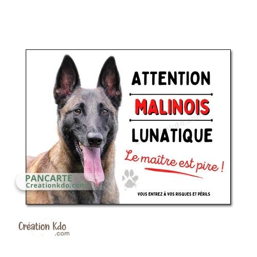panneau malinois lunatique attention au chien berger belge plaque portail je monte la garde