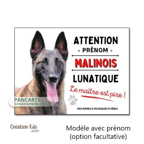 panneau malinois lunatique attention au chien berger belge plaque portail je monte la garde