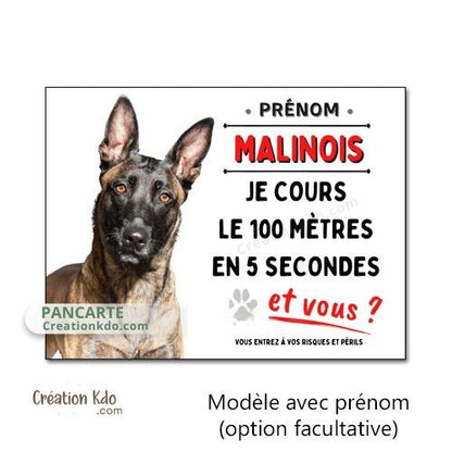 panneau attention au chien plaque malinois portail je monte la garde personnalisé