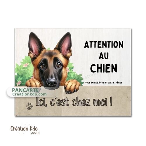 panneau malinois attention au chien plaque je monte la garde