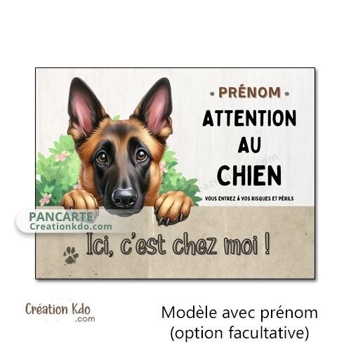 panneau malinois attention au chien plaque personnalisée je monte la garde