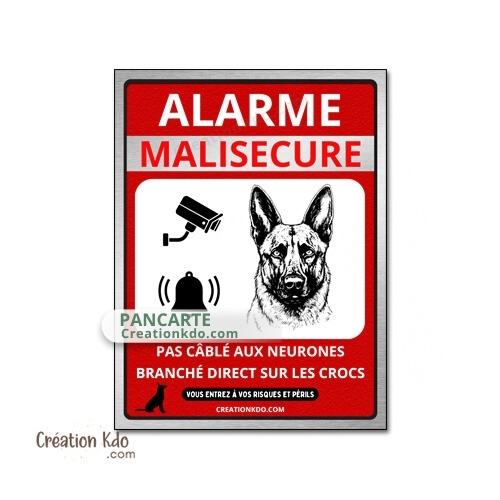 plaque chien alarme malisecure malisure panneau humour je monte la garde pancarte