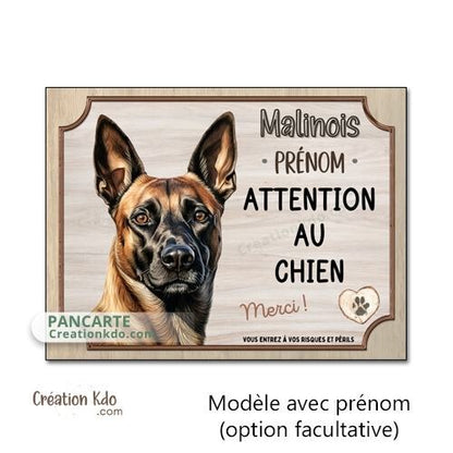 plaque malinois attention au chien panneau portail je monte la garde