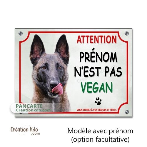 chien vegan humour panneau malinois plaque je monte la garde