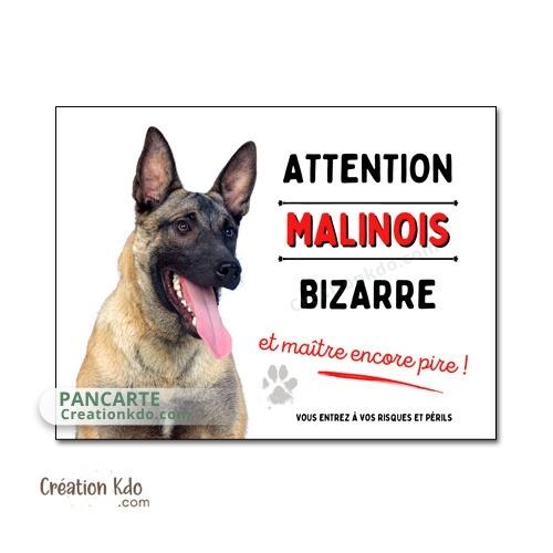 panneau attention au chien malinois bizarre plaque portail